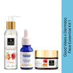 Buy Good Vibes x Dermdoc Face Essential Kit 1 - (Good Vibes De Tan Glow Face Wash (120 ml) + DERMDOC 10% Niacinamide Face Serum (15 ml) + Good Vibes Ubtan De-tan Glow Light Day Cream (50 gm)) - Purplle