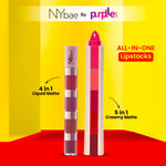 Buy NY Bae All-In-One Lipstacks | 5in1 Lip Crayon | Matte | Happy Hues | Lip & Cheek Tint | 4in1 Liquid Lipstick | Nude Tease | Travel Kit | Kit |- Combo of 2 - Purplle