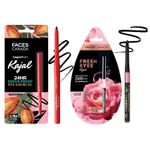 Buy FACES CANADA Magneteyes Black Kajal (0.35g) + Fresh Eyes Kajal (0.35g) | Highly Pigmented | Matte Black Finish | Waterproof | Almond Oil & Vitamin E | Cruelty Free | Pack of 2 Combos - Purplle