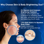 Buy DERMDOC Skin and Body Brightening Combo | 5% Glycolic Acid Underarm Brightening Spray (100 ml) | 1.5% Kojic Acid & 1% Squalene Brightening Body Cream (50 gm) - Purplle