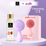 Buy Good Vibes x Purplle Cleansing Kit | Good Vibes Ubtan De-Tan Face wash 120 ml | Purplle Glitz Sonic Facial Cleanser - Purplle