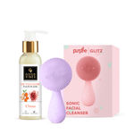 Buy Good Vibes x Purplle Cleansing Kit | Good Vibes Ubtan De-Tan Face wash 120 ml | Purplle Glitz Sonic Facial Cleanser - Purplle