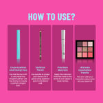 Buy Swiss Beauty Dazzling Diva Kit | Eyebrow Pencil (Dark Brown), Duo Eyeliner and Stamp (Black), Mascara(Black), Eyeshadow Pallete (Multi 02), Denim Pouch - Purplle