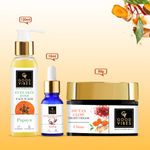 Buy Good Vibes Hydrating Night Care Routine | Papaya Brightening Face Wash (120ml) + Rosehip Hydrating Glow Face Serum (10 ml) + Ubtan De-Tan Glow Night Cream (50 g) - Combo of 3 - Purplle