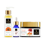 Buy Good Vibes Hydrating Night Care Routine | Papaya Brightening Face Wash (120ml) + Rosehip Hydrating Glow Face Serum (10 ml) + Ubtan De-Tan Glow Night Cream (50 g) - Combo of 3 - Purplle
