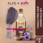 Buy Alps Goodness Tangle-Free Hair Essentials Set with Wheatstraw Detangler Brush (Pack of 1) & Flaxseed Gel 300ml Combo of 2 - Purplle