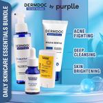 Buy DERMDOC by Purplle Mild & Gentle Facial Cleanser (100 ml) | 2% Salicylic Acid Exfoliating Tonic (100 ml) | 10% Niacinamide Face Serum (30 ml) | 1% Hyaluronic Acid Mini Sunscreen Stick (13 gm) Combo of 4 - Purplle