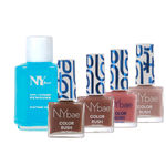 Buy NY Bae Color Rush Nail Paint Set + Remover - Natural Nudes 04 | Chip Resistant | Acetone Free | Long Lasting | Quick Dry | Glossy Gel Nail Paint Combo (5.6 ml*4) + Nail Polish Remover (30 ml) Combo of 5 - Purplle