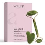 Buy Saturn by GHC Jade Roller & Gua Sha Massage Kit made of Natural Jade Stone, That Improves Facial Micro Circulation, Reduces Puffiness & Wrinkles, Improves Skin Elasticity 1 pc - Purplle