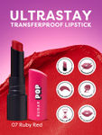 Buy SUGAR POP Ultrastay Transferproof Lipstick 07 Ruby Red - 4 gm - Enriched with Vitamin E | Smooth Glide | Waterproof | Longlasting - Purplle