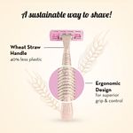 Buy Plush Disposable Eco-Razor for Women (Pack of 3) with Aloe & Vit E Lubricating Strip | Painless Hair Removal Razor with 3 Swedish Steel Blades & Wheat Straw Handle - Purplle