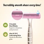 Buy Plush Disposable Eco-Razor for Women (Pack of 3) with Aloe & Vit E Lubricating Strip | Painless Hair Removal Razor with 3 Swedish Steel Blades & Wheat Straw Handle - Purplle