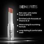 Buy RENEE Matte Lock Lipstick- 01 Jazz, Moisturizing, Long Lasting & Weightless Formula With SPF 15, Intense Color Pay Off with Ultra-Matte Finish, Enriched with Avocado oil, Vitamin E, D, 3.5 gm - Purplle
