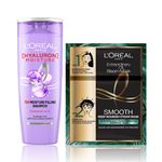 Buy L'Oreal Paris Supreme Hydration Shampoo & Silk Mask Kit (Hyaluron Moisture 72H Moisture Filling Shampoo 340 ml + Steam Mask (Paraben Free) 20ml + 40 gm) - Purplle