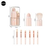 Buy MeSkin Travel Makeup Brushes Set: 8-in-1 Mini Foundation Brush, Portable Face Powder Brush, Blush Concealers, Eye Makeup Brushes, Puff Sponge with Organizers and Storage Boxes (Pink) - Purplle
