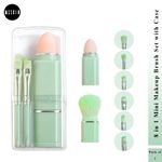 Buy MeSkin Travel Makeup Brushes Set: 8-in-1 Mini Foundation Brush, Portable Face Powder Brush, Blush Concealers, Eye Makeup Brushes, Puff Sponge with Organizers and Storage Boxes (Green) - Purplle
