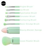 Buy MeSkin Travel Makeup Brushes Set: 8-in-1 Mini Foundation Brush, Portable Face Powder Brush, Blush Concealers, Eye Makeup Brushes, Puff Sponge with Organizers and Storage Boxes (Green) - Purplle