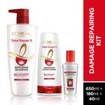 Buy L'Oreal Paris Total Repair 5 Kit (Total Repair Shampoo, 650 ml + Total Repair Conditioner, 180 ml + Total Repair Serum, 40 ml) - Purplle