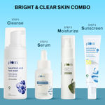 Buy Plum Bright & Clear Skin Bestsellers CSMS Combo (1% Salicylic Acid Face Wash(110ml)+10% Niacinamide Face Serum with Rice Water(15 ml)+Green Tea Oil-Free Moisturizer(50 ml) + 2% Niacinamide & Rice Water Hybrid Face Sunscreen (50 gm)) - Purplle