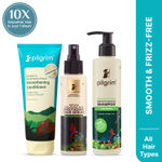 Buy Pilgrim Patua Hair Essential Trio | Smoothening Shampoo | Conditioner | Serum for Frizz-Free Nourished Hair | Sulfate-Free | 200 ml + 200 ml + 100 ml, Combo of 3, Skincare Kit - Purplle