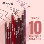 Buy MARS Edge of Desire Matte Lip Liner with Holder Set of 10 | One Swipe Smooth Application | Long Lasting & Travel Friendly Lip Pencil | Multicolor (Set-B) (1.4 gm x 10) - Purplle