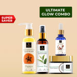 Buy Good Vibes Ultimate Glow Combo Kit (Papaya Face Wash (120 ml), Rosehip Serum (10 ml), Green Tea Toner (120 ml), Coconut Cream (50 gm) with free pouch - Purplle