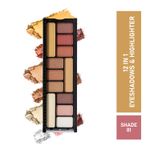 Buy Half N Half 12 in 1 Eyeshadow & Highlighter Makeup Kit, Multicolour Palette-01 (12 gm) - Purplle
