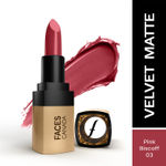Buy FACES CANADA Comfy Matte Velvet Touch Lipstick - Pink Biscoff 03, 4.2 gm | Velvety Matte Finish | 8HR Longstay | Intense Colour | Hydrating Lips | Smooth Application | Foodproof & Crackproof - Purplle