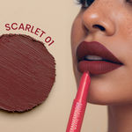 Buy NY Bae Transfer-proof Matte Crayon Lipstick – Scarlet 01 - 2 gm Creamy & Moisturizing | Vitamin E| Feather Light Texture | 12 shades for all Indian skin tones | Smudge Proof | Retractable, Easy to Use | Smooth Application | 8 hrs+ Long Lasting - Purplle