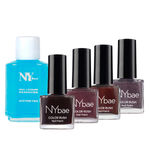 Buy NY Bae Color Rush Nail Paint Set - Dazzling Chromes 13 | Chip Resistant | Long Lasting | Quick Dry | Glossy Gel Nail Paint Combo (5 ml*4) + Nail Polish Remover (30 ml) - Purplle