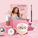 Buy Just Herbs Ready Set Glow Pouch - Compact (ivory), Deep Black Kajal, Lip & Cheek tint, Nail Polish - Sweet Gingerbread Combo of 4 - Purplle
