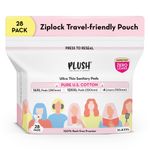 Buy Plush Ultra-Thin Sanitary Pads For Women, 28 Cotton Sanitary Napkins | 12 Heavy Flow XXL pads + 16 Medium Flow XL pads + 4 Panty Liners For Rash Free Periods | Pure U.S. Cotton Pads With Re-sealable Pouch - Purplle