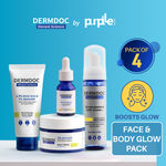 Buy DERMDOC Combo Kit for Face & Body Glow | niacinamide serum, brightening face wash, brightening body cream, kojic acid night cream | pack of 4 | festive glow kit Combo of 4 - Purplle
