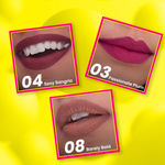 Buy NY Bae Velvet Mousse Liquid Lipstick Trio | Sexy Sangria 04 X Barely Bold 08 X Passionate Plum 03 | Matte Lipstick Combo | Wine, Purple, Nude Lipsticks | Transferproof | Smudgeproof | Ultra Light | Smooth | Moisturising | Lip Kit (6.5 ml *3) Combo of 3 - Purplle