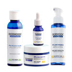 Buy DERMDOC by Purplle Bright & Clear Skin Combo | 10% Niacinamide Serum (15 ml) | 4% Niacinamide Skin Repair Tonic Spray (100 ml) | 2% Salicylic Acid Face Wash (120 ml) | 4% Niacinamide Face Cream (50 gm) Combo of 4 - Purplle