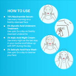 Buy DERMDOC Combo Kit of Best-Sellers | 10% Niacinamide Serum (15 ml) | 5% Glycolic Acid Underarm Brightening Spray (100 ml) | 2% Kojic Acid Night Cream (50 gm) | 2% Salicylic Acid Face Wash (120 ml) | Value Pack - Purplle