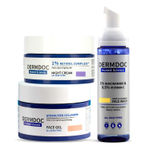 Buy DERMDOC Anti Aging AM PM Routine: 1% Niacinamide & 0.5% Vitamin C Gentle Foaming Face Wash (80 ml) + Hydrolyzed Collagen Face Gel (50 gm) + Retinol Night Cream (25 gm) - Purplle
