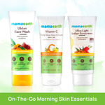 Buy Mamaearth on-the-go Morning Skin Essentials (Ubtan Facewash (100 ml)+ Vitamin C Face Cream (80 gm) + Ultra Light Sunscreen(80 ml)) - Purplle