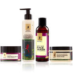 Buy Pilgrim Daily Essential Combo 2 (Pilgrim Patua & Keratin Hair Smoothening Shampoo (200 ml) + Pilgrim Patua & Keratin Smoothening Hair Mask (200 ml) + Pilgrim Red Vine Face Wash (100 ml) + Pilgrim Red Vine Face Cream SPF 30 (50 gm) - Purplle