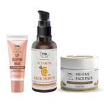 Buy Combo of 3- Vitamin C Face Serum 30ml + De Tan Pack 50gm + Lip Sleeping Mask 10g - Purplle