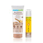 Buy Mamaearth Rice Water Duo 2: Rice Oil-Free Face Moisturizer (80 gm) + Rice Water Dewy Sunscreen (50 gm) - Purplle