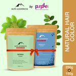 Buy Alps Goodness Natural Hair Color Combo (Pack of 2) with 100% Natural Henna (250g) & Indigo (150g) Powder | Full Grey Hair Coverage | For Smooth Long Black Hair - Purplle