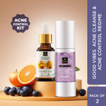 Buy Good Vibes Acne cleanse & acne marks control Regime | Apple Cider Vinegar & Blueberry Anti Acne Smoothie Cleanser | Vitamin C & B3 Glow Face Serum 10 ml - Purplle