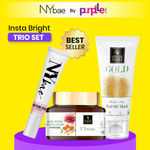 Buy Good Vibes x NY Bae Insta-Bright Trio Set | Good Vibes Gold Brightening Peel Off Mask (50 gm) | Good Vibes Ubtan Glow Powder (150 gm) | NY Bae Highlighting Strobe Cream Pink Topaz (12 gm) | Glowing Skin | Korean Glow - Purplle