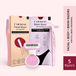 Buy Carmesi Facial Razor (Pack of 3), Body Razor Mini (Pack of 1) & Bikini Razor (Pack of 1) - Purplle