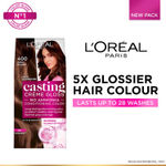 Buy L'Oreal Paris Casting Creme Gloss Hair Color With Glycolic Gloss Complex | Shade 400 - Dark Brown | 60ml + 40ml + 60g - Purplle