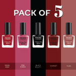 Buy FACES CANADA Ultime Pro Splash Mini Nail Polish Combo Pack of 5 | Black Beauty + Plum + Royal Ruby + Pink Punch + Scarlet | 25 ml | Quick-Drying | High Shine | Chip-Resistant | Long Lasting - Purplle