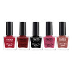 Buy FACES CANADA Ultime Pro Splash Mini Nail Polish Combo Pack of 5 | Black Beauty + Plum + Royal Ruby + Pink Punch + Scarlet | 25 ml | Quick-Drying | High Shine | Chip-Resistant | Long Lasting - Purplle