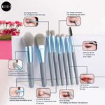 Buy MeSkin Eight pcs Classy Mini Makeup Brush Set with Storage Pouch (Available in asorted colors) Pack of 8 - Purplle