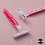 Buy Meskin Twin Blade Unisex Body Razor with Anti-Slip Grip Pack of 5 Pink - Purplle